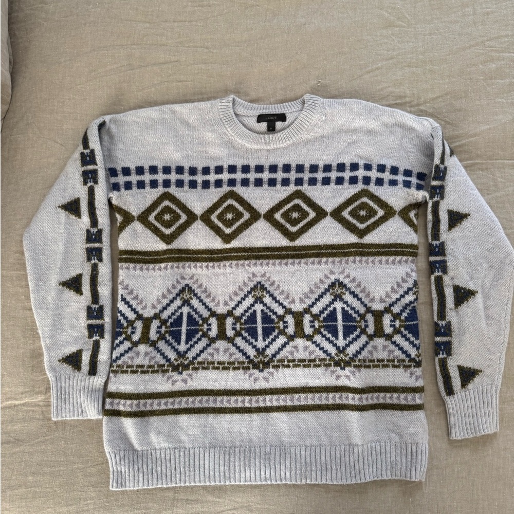 J. Crew Women’s Wool Blend Crewneck Sweater - Gray, Blue, Olive